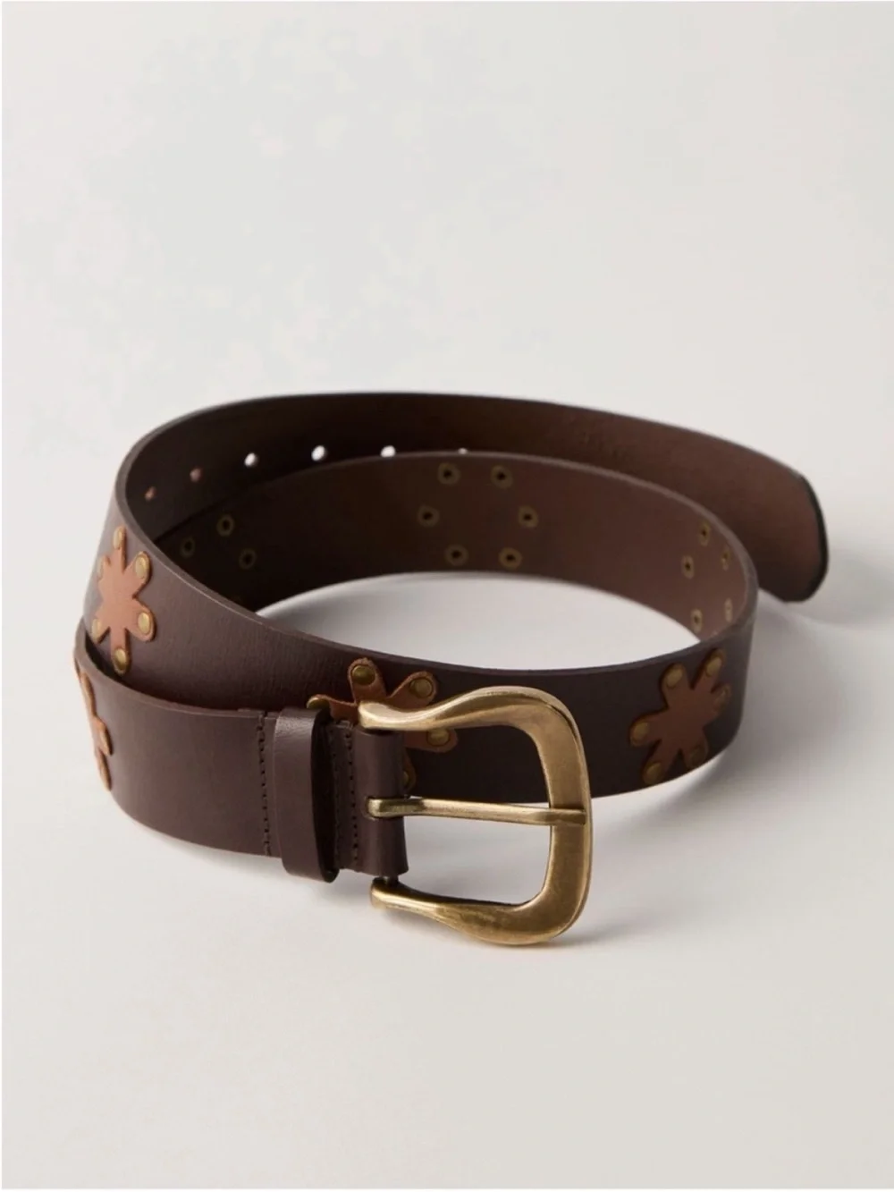 NWT Free People Sonny Studded Belt in Bitter Bark